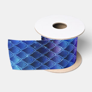 Ruban En Satin Dragon Fantastique Iridescent Écailles Bleues Viol