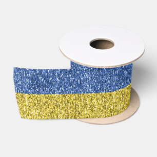 Ruban En Satin Drapeau bleu jaune Ukraine parties scintillant fau