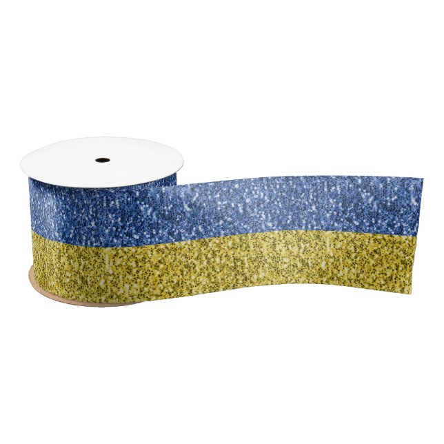 Ruban En Satin Drapeau bleu jaune Ukraine parties scintillant fau (Bobine)