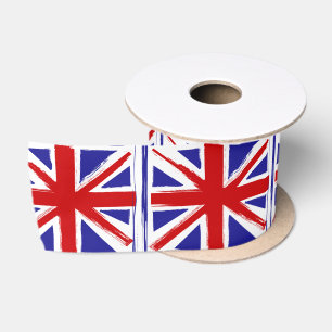 Ruban En Satin Drapeau britannique d'Union Jack de style grunge