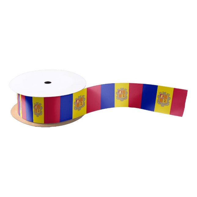 Ruban En Satin Drapeau d'Andorre patriotique (Bobine)