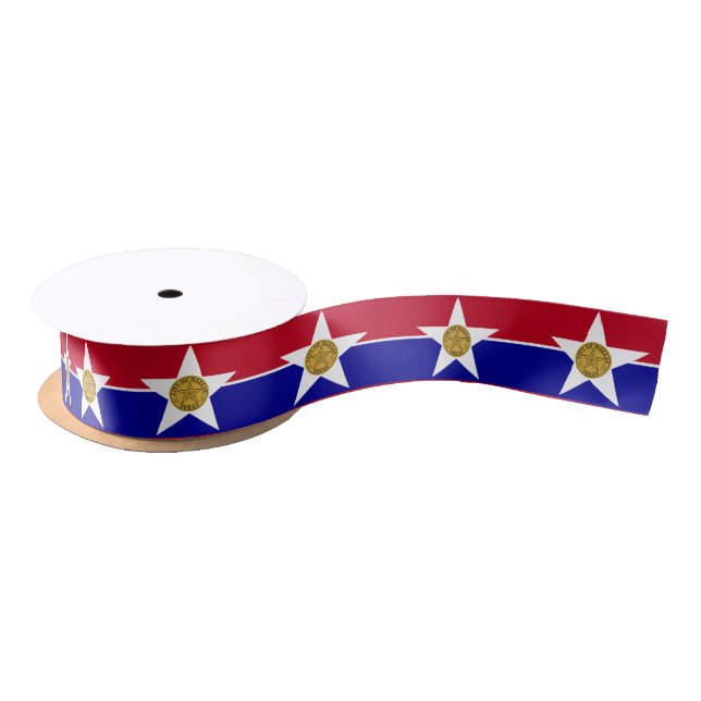 Ruban En Satin Drapeau de Dallas, Texas Satin Ribbon (Bobine)