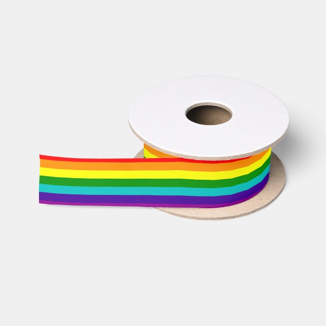 Ruban En Satin Drapeau de la Fierté arc-en-ciel 7 bandes (Bobine)