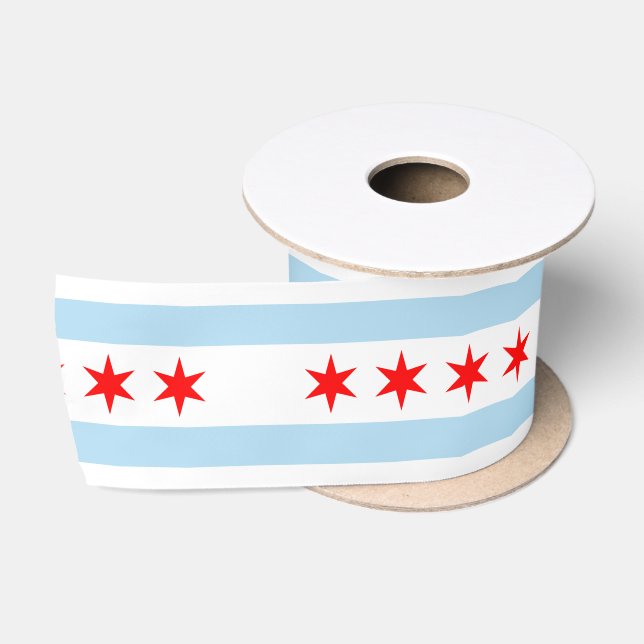 Ruban En Satin Drapeau de la ville de Chicago (Illinois) (Bobine)