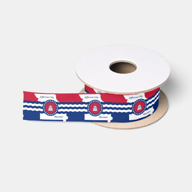 Ruban En Satin Drapeau de la ville de Jefferson, Missouri Satin R (Bobine)