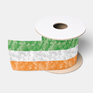 Ruban En Satin Drapeau de l'Irlande avec motif shamrock