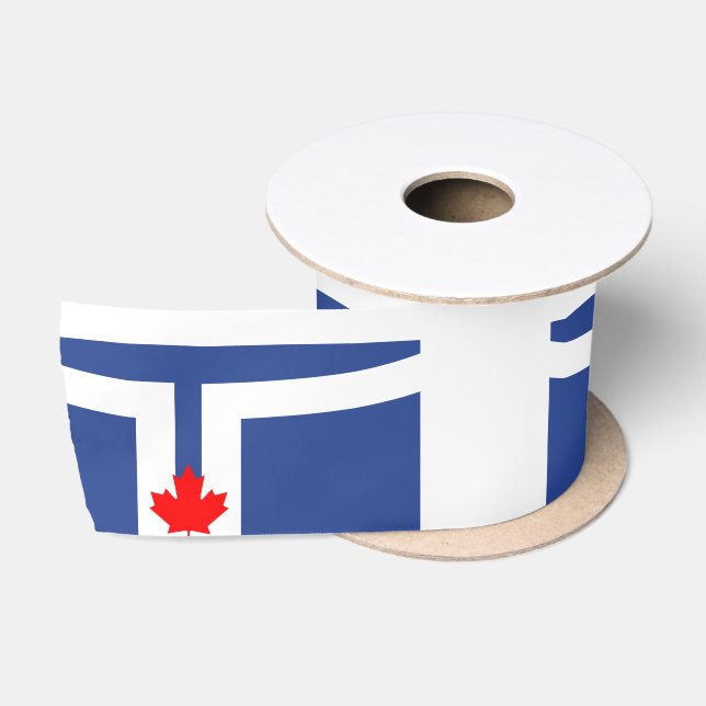 Ruban En Satin Drapeau de Toronto, Ontario Satin Ribbon (Bobine)