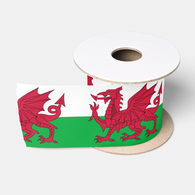 Ruban En Satin Drapeau gallois (Pays de Galles) (Dragon gallois) (Bobine)