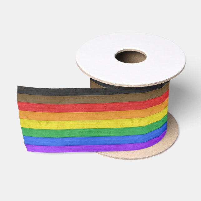 Ruban En Satin Drapeau gay pride inclusif SlipperyJoe ru texturé (Bobine)