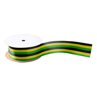 Ruban En Satin Drapeau jamaïcain couleur rayé noir jaune vert