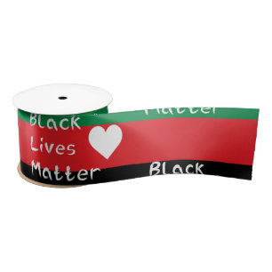Ruban En Satin Drapeau panafricain Black Lives Matter Cœur Blanc