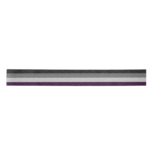Ruban En Satin Drapeau Pixel de la fierté Asexuelle répétée (Devant)