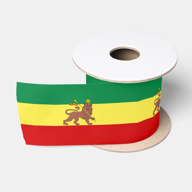 Ruban En Satin Drapeau rastafarien (Rastafarianisme) (Rasta) (Bobine)