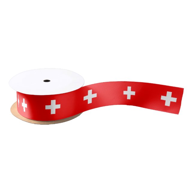 Ruban En Satin Drapeau Suisse (Bobine)