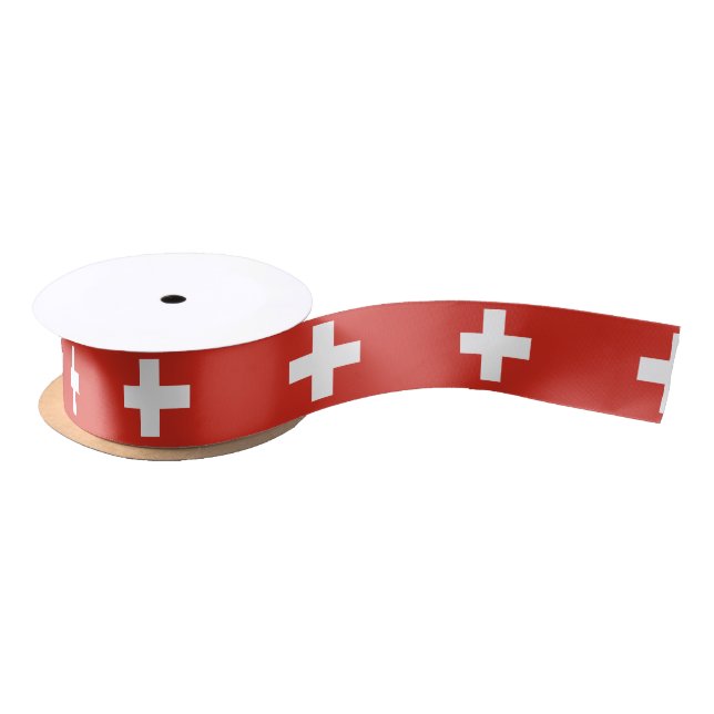 Ruban En Satin Drapeau suisse Ribbon (Bobine)