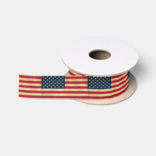 Ruban En Satin Drapeau vintage patriotique américain (Bobine)