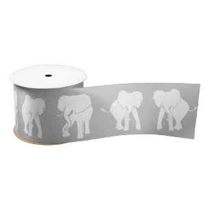 Ruban En Satin Échange de cadeaux d'éléphant blanc Gris de Noël