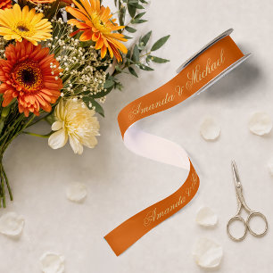 Ruban En Satin Écriture calligraphique élégante mariage orange br