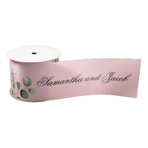 Ruban En Satin Écriture Élégante Rose Blush Rose Mariage 