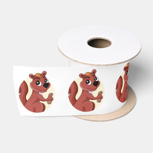 Ruban En Satin Écureuil de dessin animé mignon avec une cacahuète