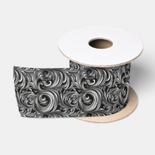 Ruban En Satin Élégance liquide - motif liquide noir métallique
