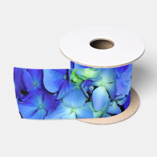 Ruban En Satin Elégant bleu floral bleu rose hydrangée bleue