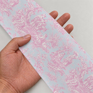 Ruban En Satin Élégant bleu rose vintage toile de Jouy