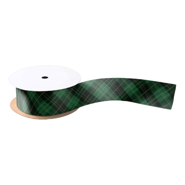 Ruban En Satin Elegant Christmas Green Plaid Festive  (Bobine)