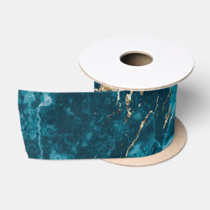 Ruban En Satin Elégant effet de marbre de luxe tendance bleu et o