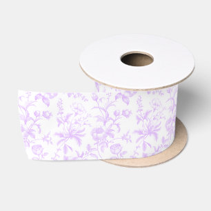 Ruban En Satin Élégant floral toile grandmillennial mauve vintage