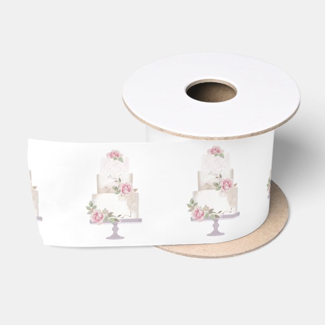 Ruban En Satin Elégant gâteau blanc à trois niveaux (Bobine)