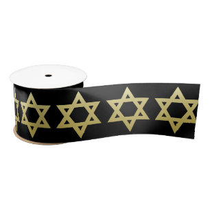 Ruban En Satin Elégant Gold Star de David - Hanoukka Satin Ribbo