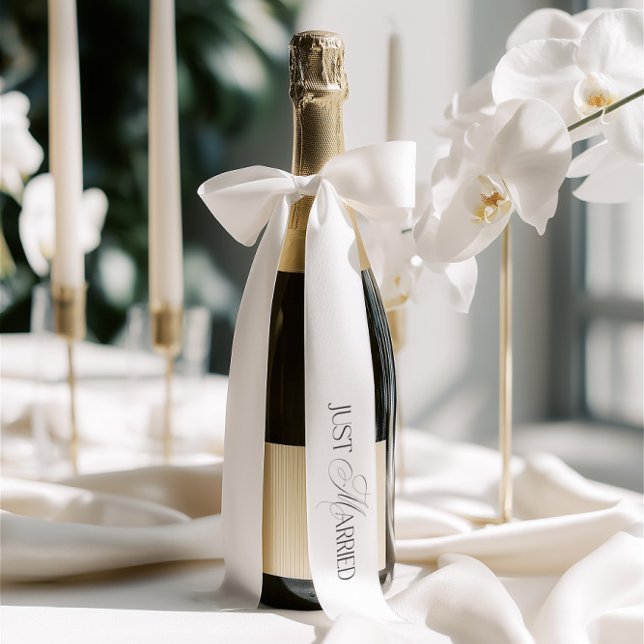 Ruban En Satin Elegant Just Married Single Inscription Wedding  (Please note: this ribbon features one single inscription only. It is not a repeating pattern.)