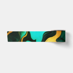 Ruban En Satin Elégant marbre Faux jaune doré vert foncé