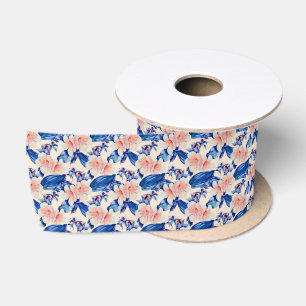 Ruban En Satin élégant motif à carreaux bleu pêche