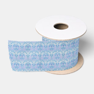 Ruban En Satin Élégant motif floral bleu