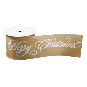 Ruban En Satin Élégant or Joyeux Noël Calligraphie Vacances