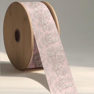 Ruban En Satin Elégant or rose vintage toile de jouy
