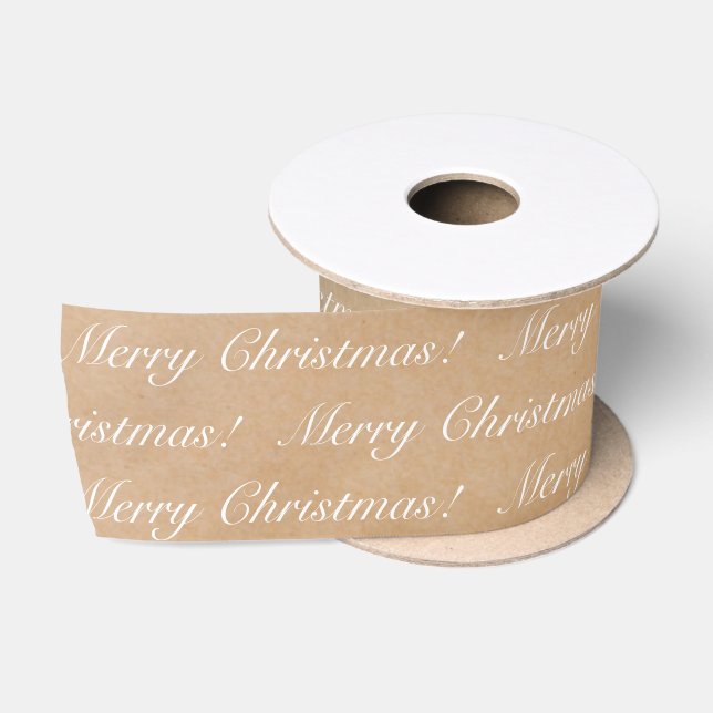 Ruban En Satin Élégant papier Kraft Joyeux calligraphie de Noël (Bobine)