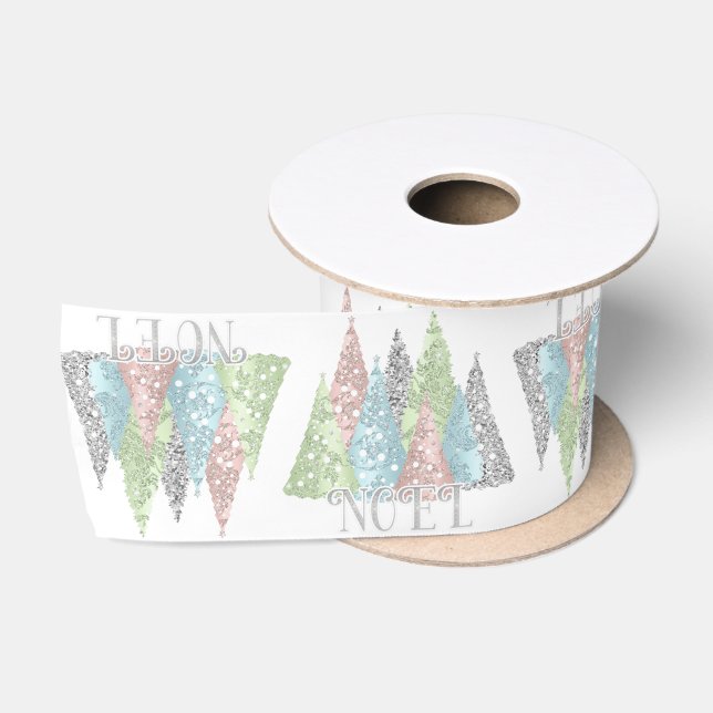 Ruban En Satin Élégant Pastel Parties scintillant Arbres Noël (Bobine)