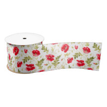 Élégant pavot rouge et motif floral Feuille vert