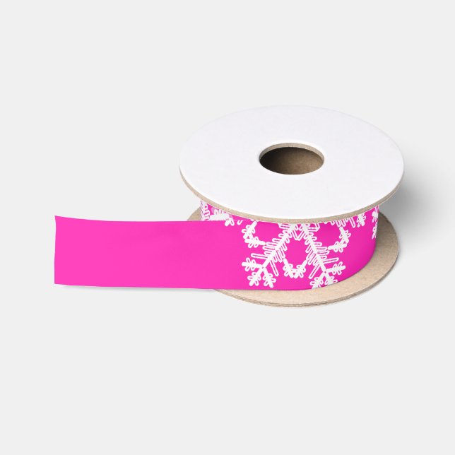 Ruban En Satin Élégant Pink Snowflakes motif de Noël moderne (Bobine)
