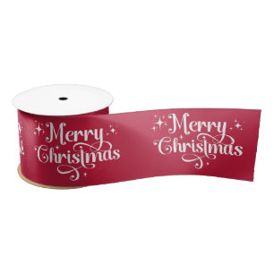 Ruban En Satin Élégant rétro Rouge Joyeux Enveloppement de Noël