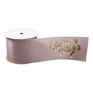 Ruban En Satin Elegant Rose Gold Look Script Merry Christmas 