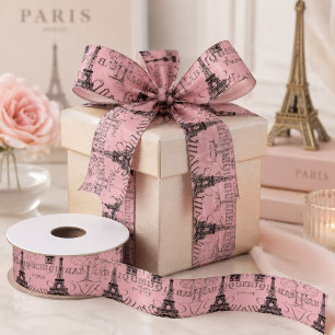 Ruban En Satin Elégant rose vintage paris tour eiffel