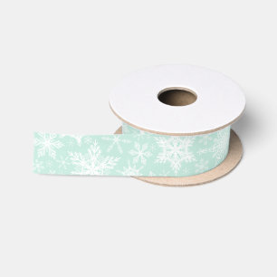 Ruban En Satin Élégant Snowflakes Mint Green Noël