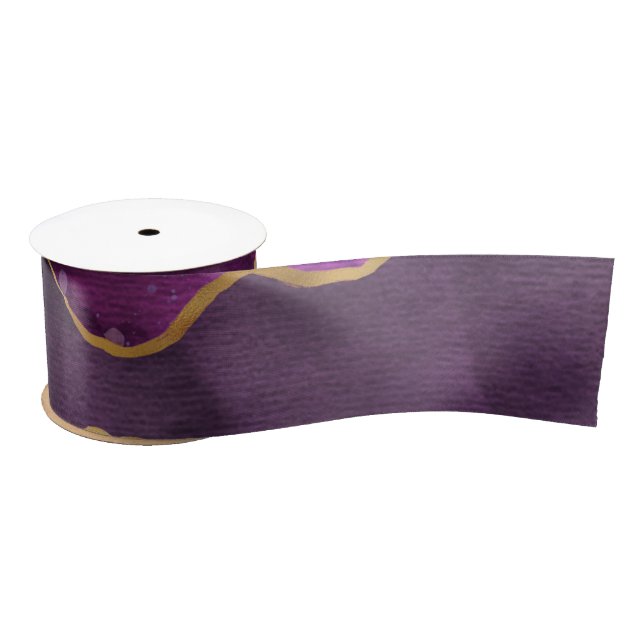 Ruban En Satin Elégant violet Abstrait Motif d'aquarelle (Bobine)