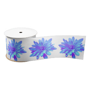 Ruban En Satin Élégante fleur florale violette bleu