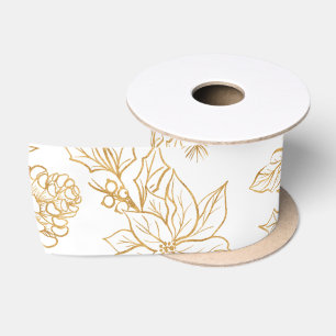Ruban En Satin Élégante Gold Line Art Noël Floral