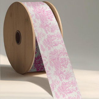 Ruban En Satin Elégante toile rose vintage de jouy